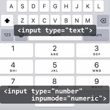 The regular iOS keyboard for text inputs, and the number only iOS keyboard when using inputmode='numeric'